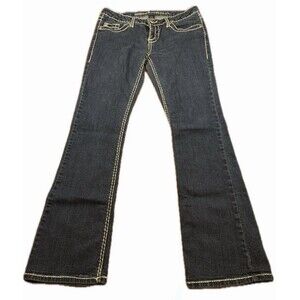 Blue Asphalt Jeans 9 Bootcut Contrast Stitch Dark Wash Denim Y2K Retro WS-64N